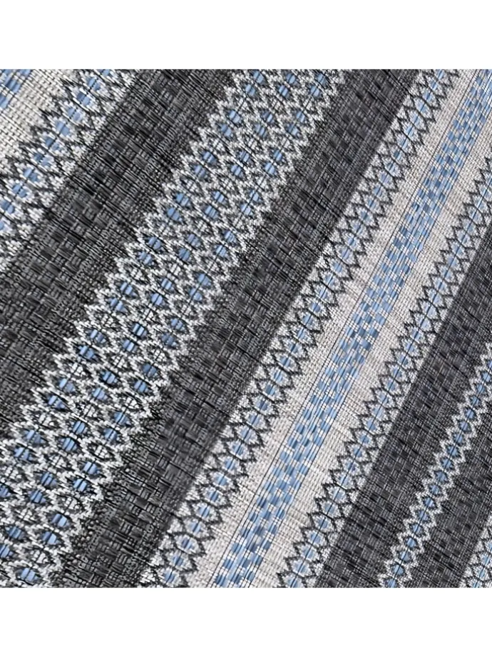 Teppich Outdoor Flachgewebe Vintage-Look Polypropylen Balkon in Schwarz