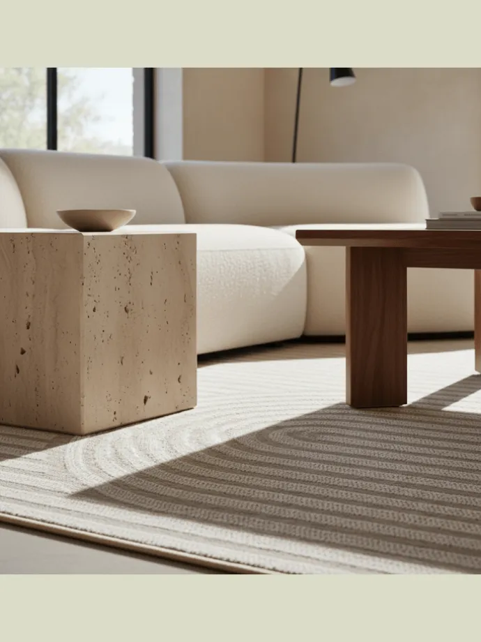 Teppich Outdoor Flachgewebe Boho Muster Polypropylen Balkon in Beige