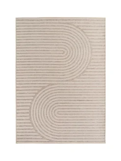 Teppich Outdoor Flachgewebe Boho Muster Polypropylen Balkon in Beige