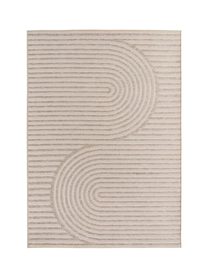 Teppich Outdoor Flachgewebe Boho Muster Polypropylen Balkon in Beige