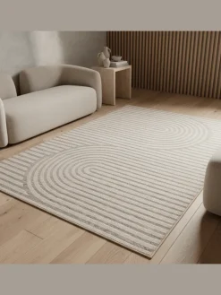 Teppich Outdoor Flachgewebe Boho Muster Polypropylen Balkon in Beige