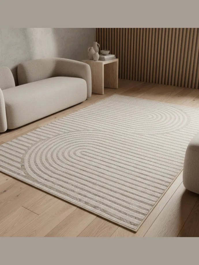 Teppich Outdoor Flachgewebe Boho Muster Polypropylen Balkon in Beige