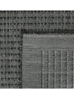 Teppich Outdoor Flachgewebe Uni-Farbe Polypropylen Balkon in Schwarz