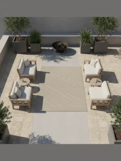 Teppich Outdoor Flachgewebe Boho-Muster Polypropylen Küche in Beige