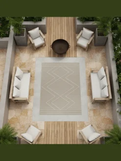 Teppich Outdoor Flachgewebe Boho-Muster Polypropylen Küche in Beige