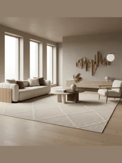 Teppich Outdoor Flachgewebe Boho-Muster Polypropylen Terrasse in Beige