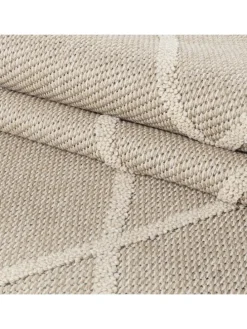 Teppich Outdoor Flachgewebe Boho-Muster Polypropylen Terrasse in Beige