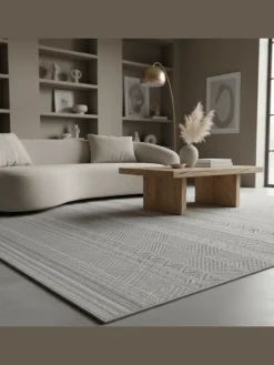 Teppich Outdoor Flachgewebe Ethno Muster Polypropylen Balkon in Grau