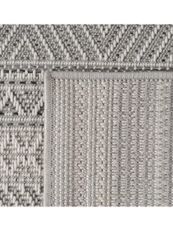 Teppich Outdoor Flachgewebe Ethno Muster Polypropylen Balkon in Grau