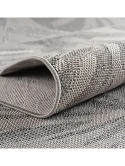 Teppich Outdoor Flachgewebe Ethno Muster Polypropylen Balkon in Grau