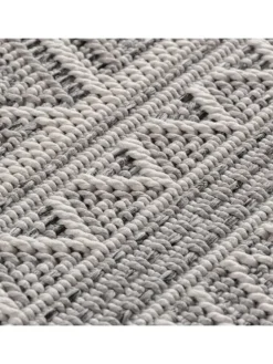 Teppich Outdoor Flachgewebe Ethno Muster Polypropylen Balkon in Grau