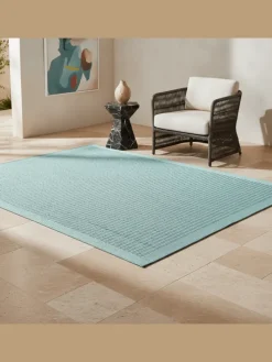 Teppich Outdoor Flachgewebe Uni-Farbe Polypropylen Balkon in Blau