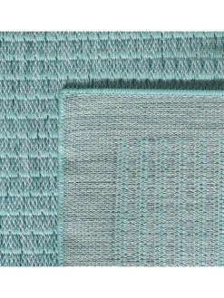 Teppich Outdoor Flachgewebe Uni-Farbe Polypropylen Balkon in Blau