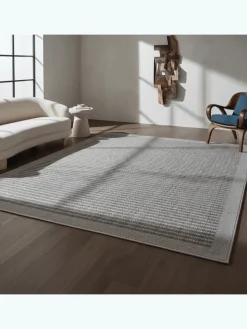 Teppich Outdoor Flachgewebe Uni-Farbe Polypropylen Balkon in Grau