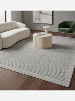 Teppich Outdoor Flachgewebe Uni-Farbe Polypropylen Balkon in Grau