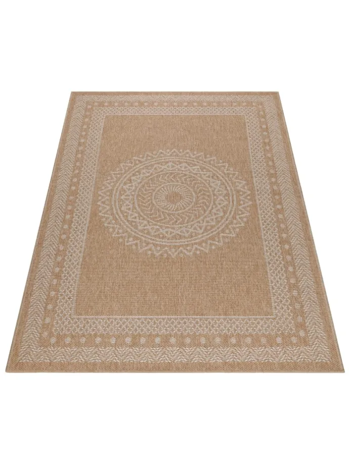 Teppich Outdoor Flachgewebe Vintage Polypropylen Terrasse in Beige