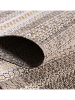 Teppich Outdoor Flachgewebe Vintage-Look Polypropylen Balkon in Beige