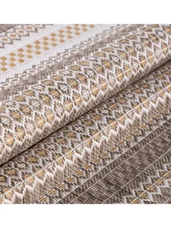 Teppich Outdoor Flachgewebe Vintage-Look Polypropylen Balkon in Beige