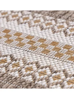 Teppich Outdoor Flachgewebe Vintage-Look Polypropylen Balkon in Beige