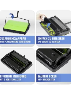 Teppichkehrer in Grün/ Schwarz - (B)28 x (H)105 x (T)19 cm