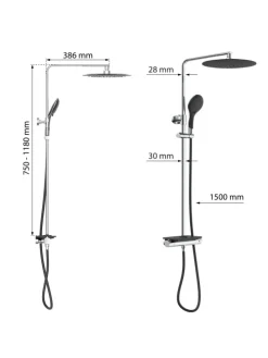 Thermostat Duschset GRANDE VITA in Chrom/Schwarz