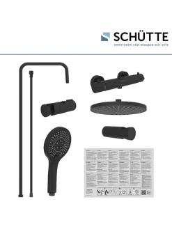 Thermostat-Überkopfbrause-Set ''Adria'' in Schwarz