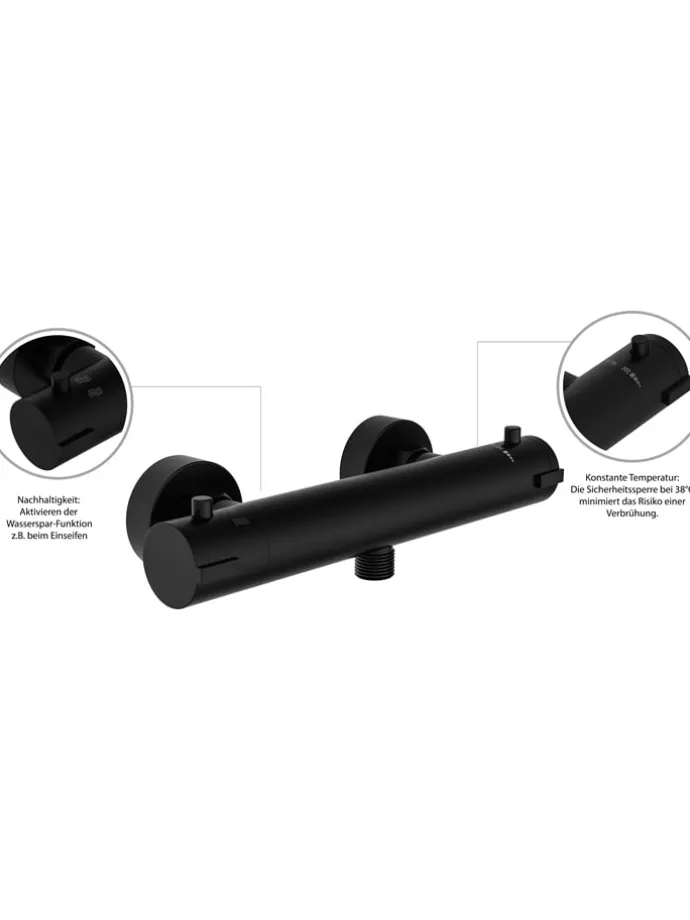 Thermostat-Duscharmatur "London" in Schwarz