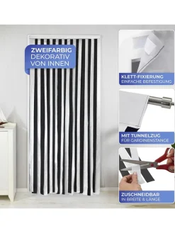 Thermo-Türvorhang in Schwarz/ Silber - (L)200 x (B)90 cm