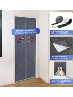 Thermo-Türvorhang in Grau - (L)200 x (B)80 cm