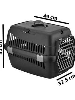 Tier-Transportbox in Schwarz/ Rot - (B)49 x (H)35 x (T)32,5 cm