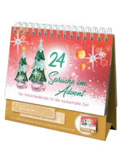 Tisch-Adventskalender mit Tannenmotiv in Rot