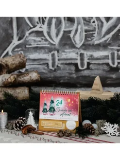 Tisch-Adventskalender mit Tannenmotiv in Rot