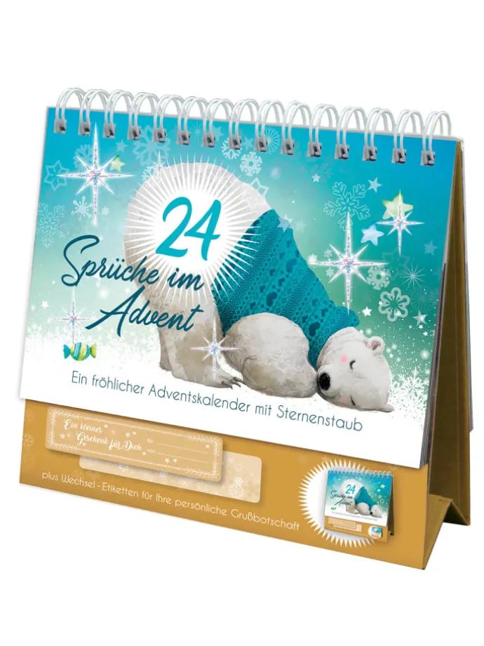 Tisch-Adventskalender mit Eisbär-Motiv in Bunt