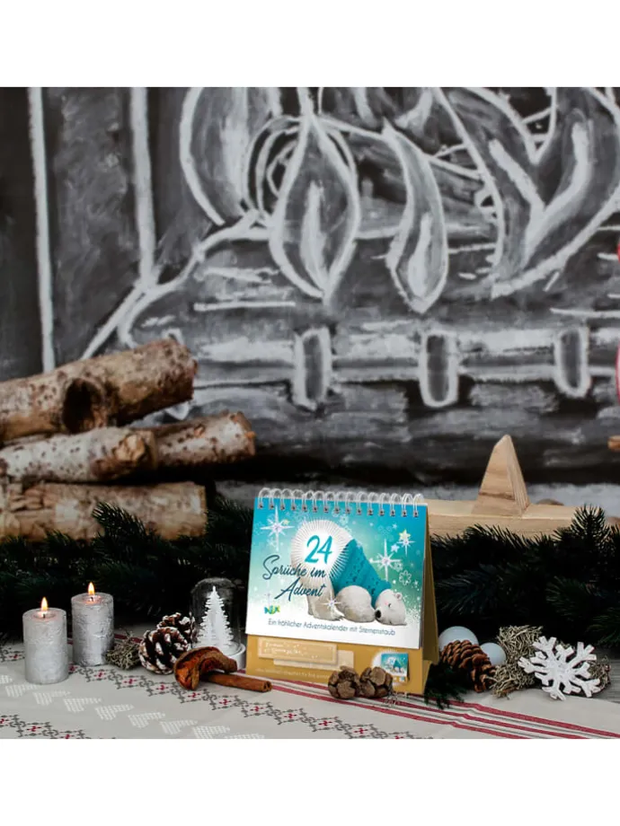 Tisch-Adventskalender mit Eisbär-Motiv in Bunt