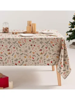 Tischdecke "Carmy" in Creme/ Grün/ Rot