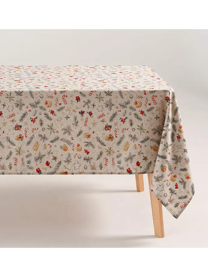 Tischdecke "Carmy" in Creme/ Grün/ Rot