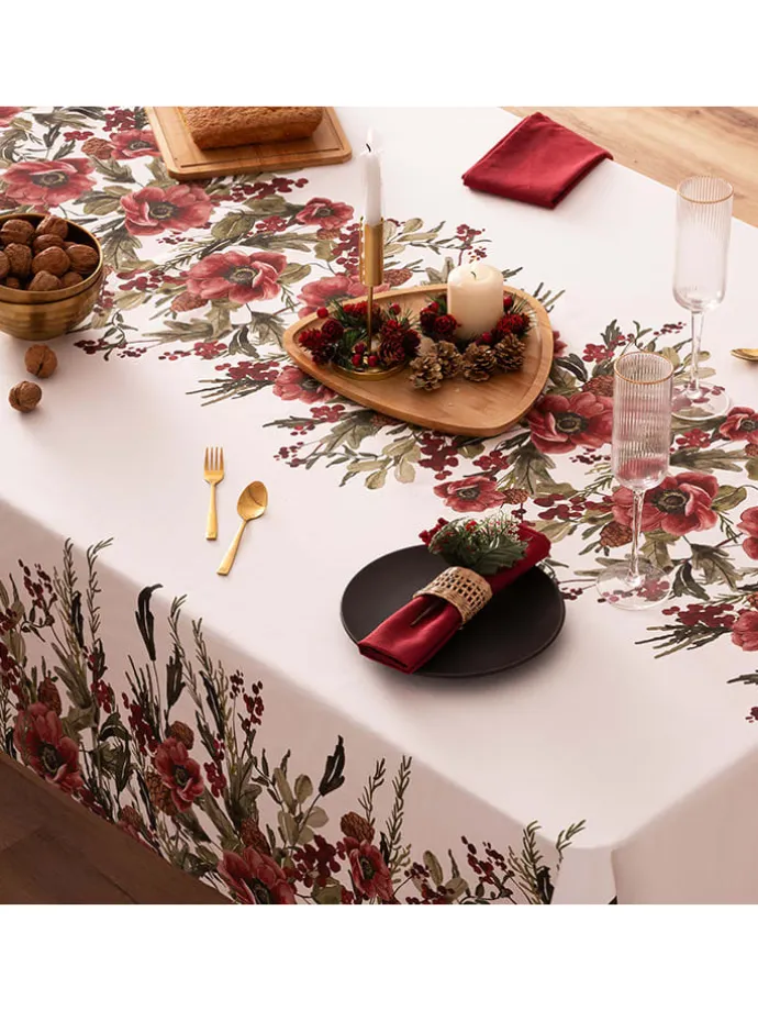 Tischdecke "Christmas Angelo" in Weiß/ Rot