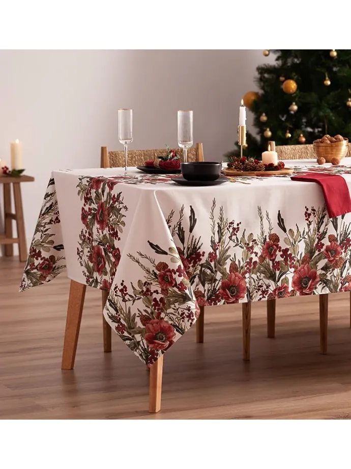 Tischdecke "Christmas Angelo" in Weiß/ Rot