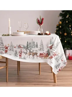 Tischdecke "Christmas Klaus" in Weiß/ Grün