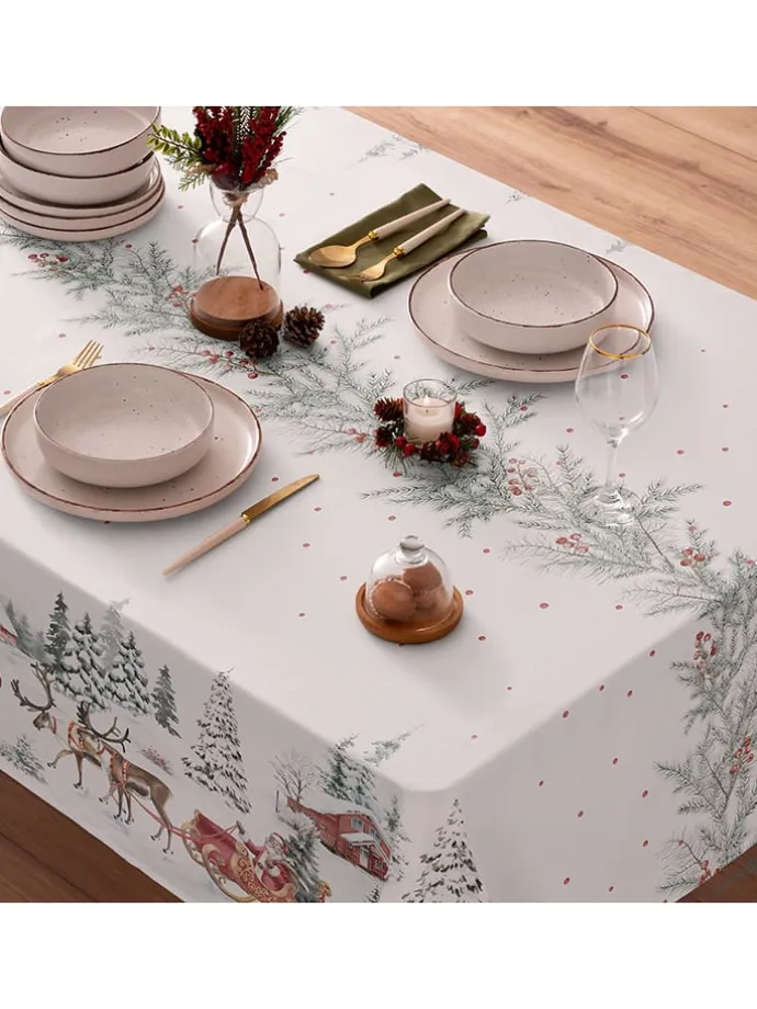 Tischdecke "Christmas Klaus" in Weiß/ Grün