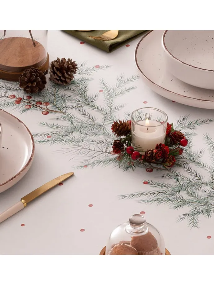 Tischdecke "Christmas Klaus" in Weiß/ Grün