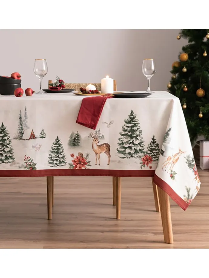 Tischdecke "Christmas Snowball" in Weiß/ Grün