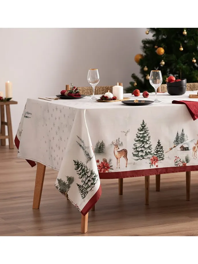 Tischdecke "Christmas Snowball" in Weiß/ Grün