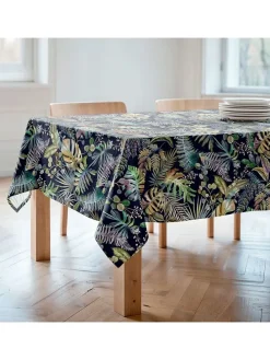Tischdecke "Floral And Tropical Ela" in Schwarz/ Grün