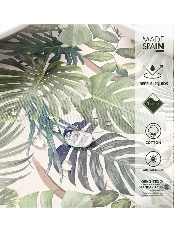 Tischdecke "Floral And Tropical Deisy" in Weiß/ Grün