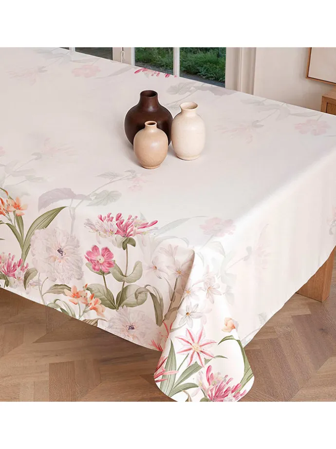 Tischdecke "Floral Blume" in Weiß/ Rosa
