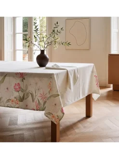 Tischdecke "Floral Blume" in Weiß/ Rosa