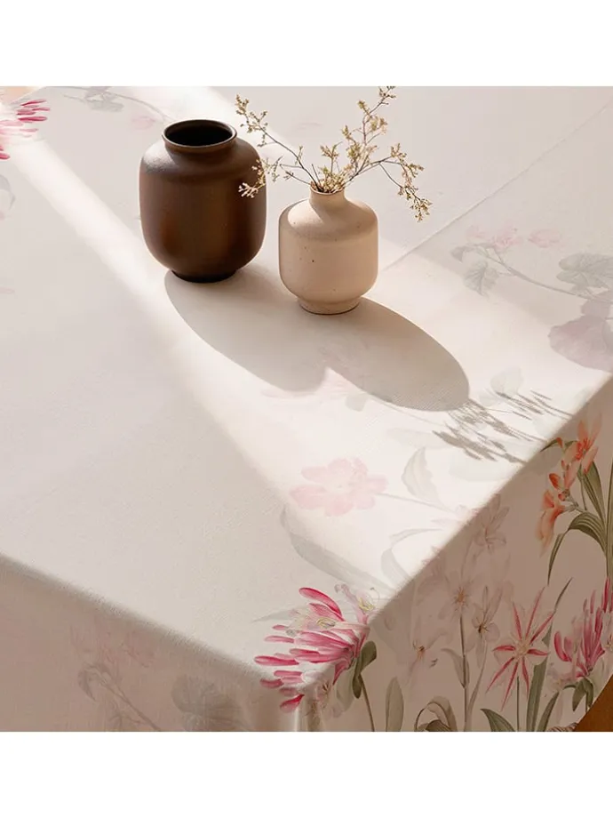 Tischdecke "Floral Blume" in Weiß/ Rosa