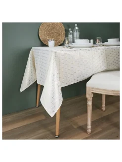 Tischdecke in Weiß/ Gold - (L)250 x (B)140 cm