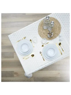 Tischdecke in Weiß/ Gold - (L)250 x (B)140 cm